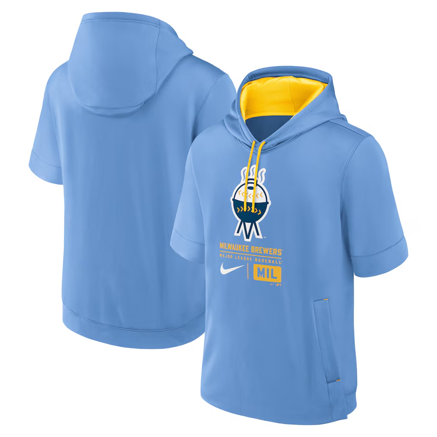 Men MLB Milwaukee Brewers blue 2024 Nike hoodie-0